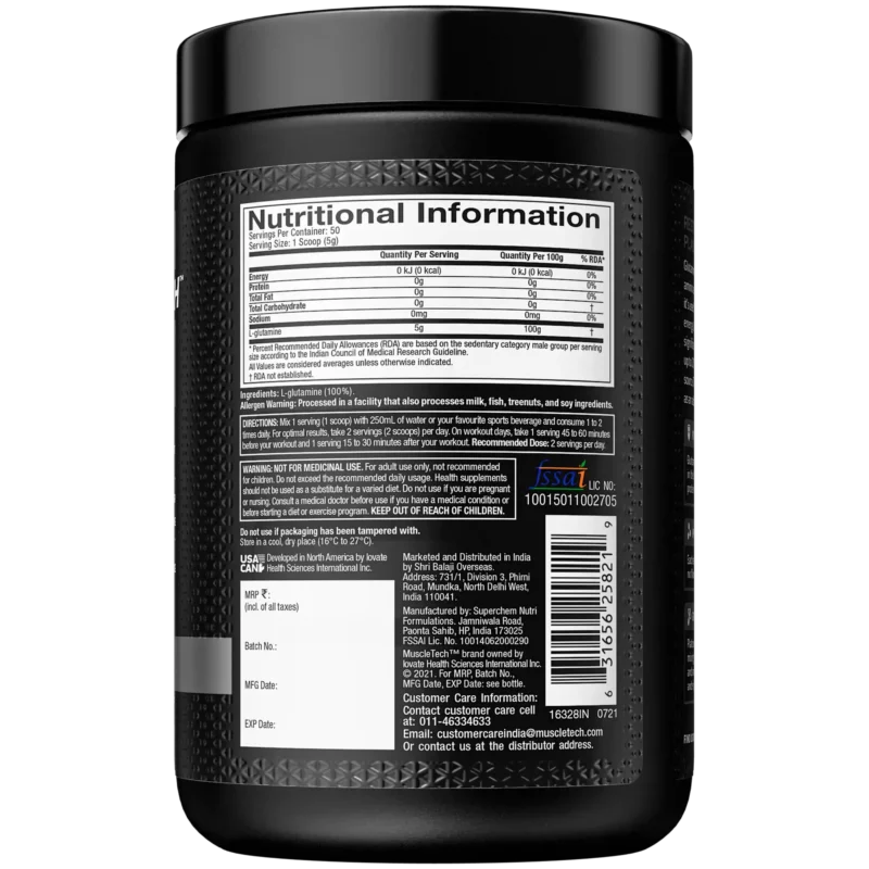 MuscleTech Platinum 100% Glutamine - 50 Servings - Image 3
