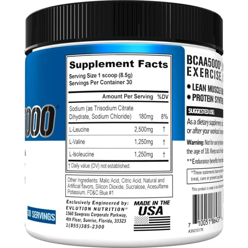 Evlution Nutrition (EVL) BCAA5000 - Blue Razz - Image 3