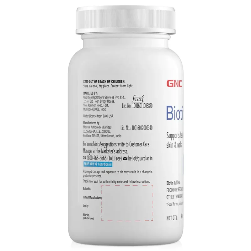 GNC Biotin 10000mcg - 90 Tablets - Image 3