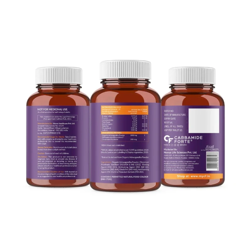 Carbamide Forte Organic Ashwagandha - 60 Tablets - Image 2