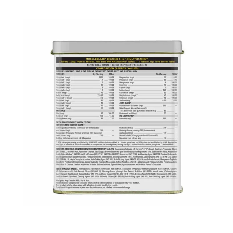 MuscleBlaze Biozyme 5-in-1 Multivitamin - 90 Tablets - Image 3