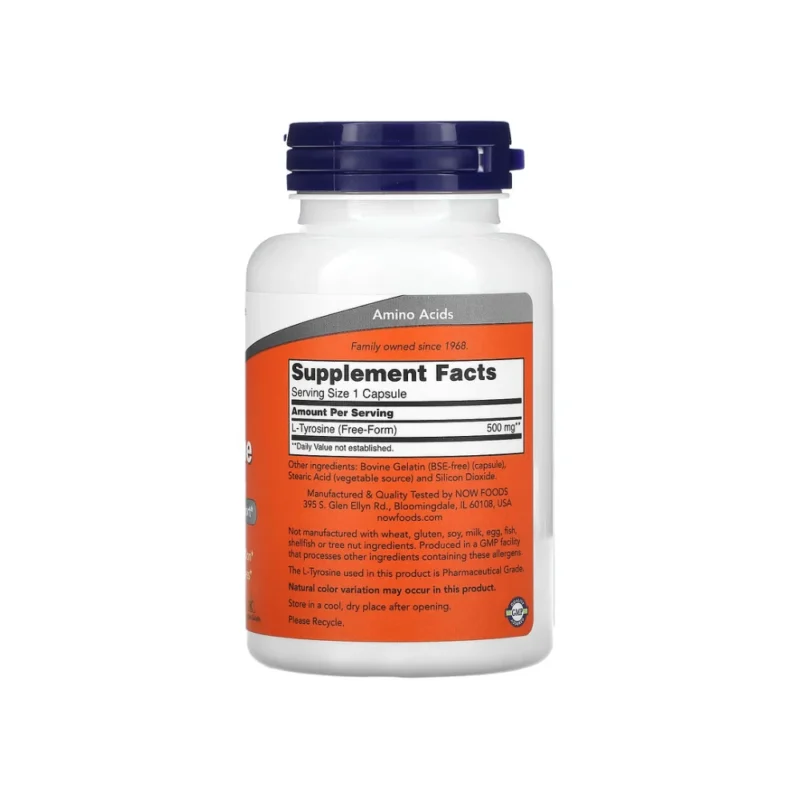 NOW Foods L-Tyrosine 500 mg - 120 Capsules - Image 2