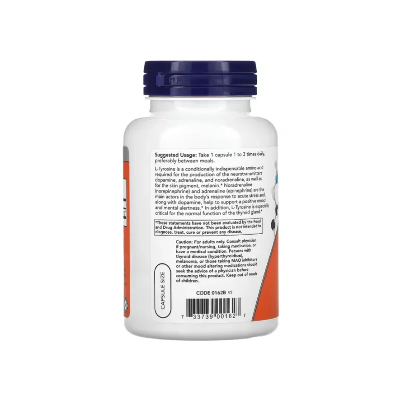 NOW Foods L-Tyrosine 500 mg - 120 Capsules - Image 3