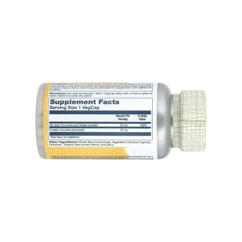 Solaray Zinc 50 mg - 100 VegCaps - Image 2