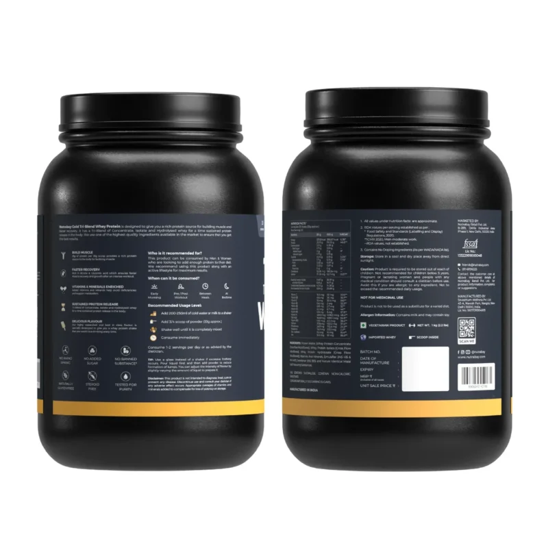 Nutrabay Gold Tri-Blend Whey Protein - 1 Kg (2.2 Lb) - Image 3