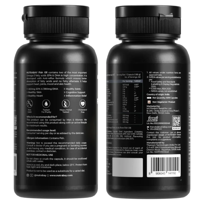 Nutrabay Pro Fish Oil Omega 3 (Triple Strength) - 1250mg - 60 Caps - Image 2